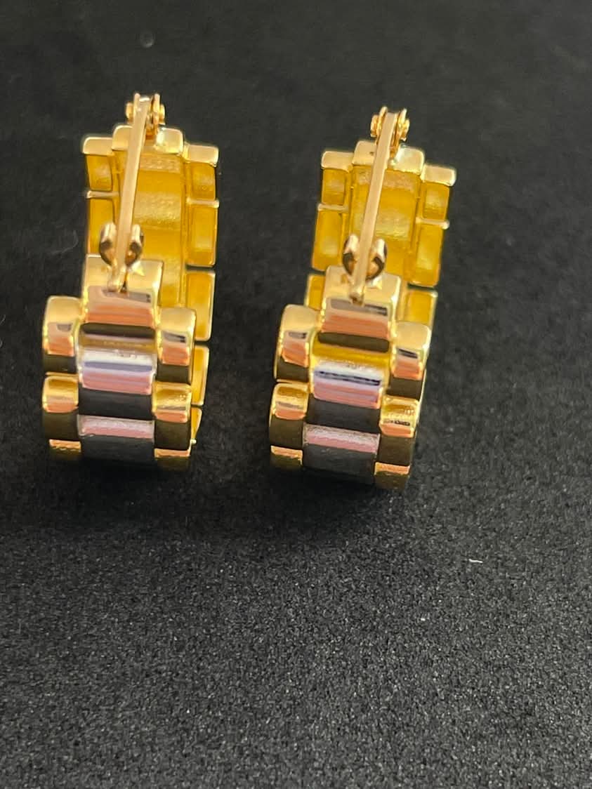 Chain Link 18K Yellow Gold Earrings
