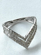 Triple V Diamond and 18K White Gold Ring