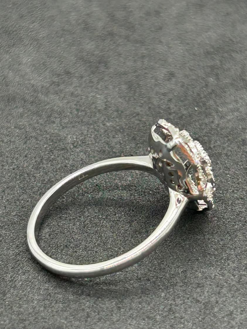 White Gold Rose Ring 18K Size 7