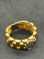 Bold Crown Ring- Two Tone 18k Yellow Gold Size 8