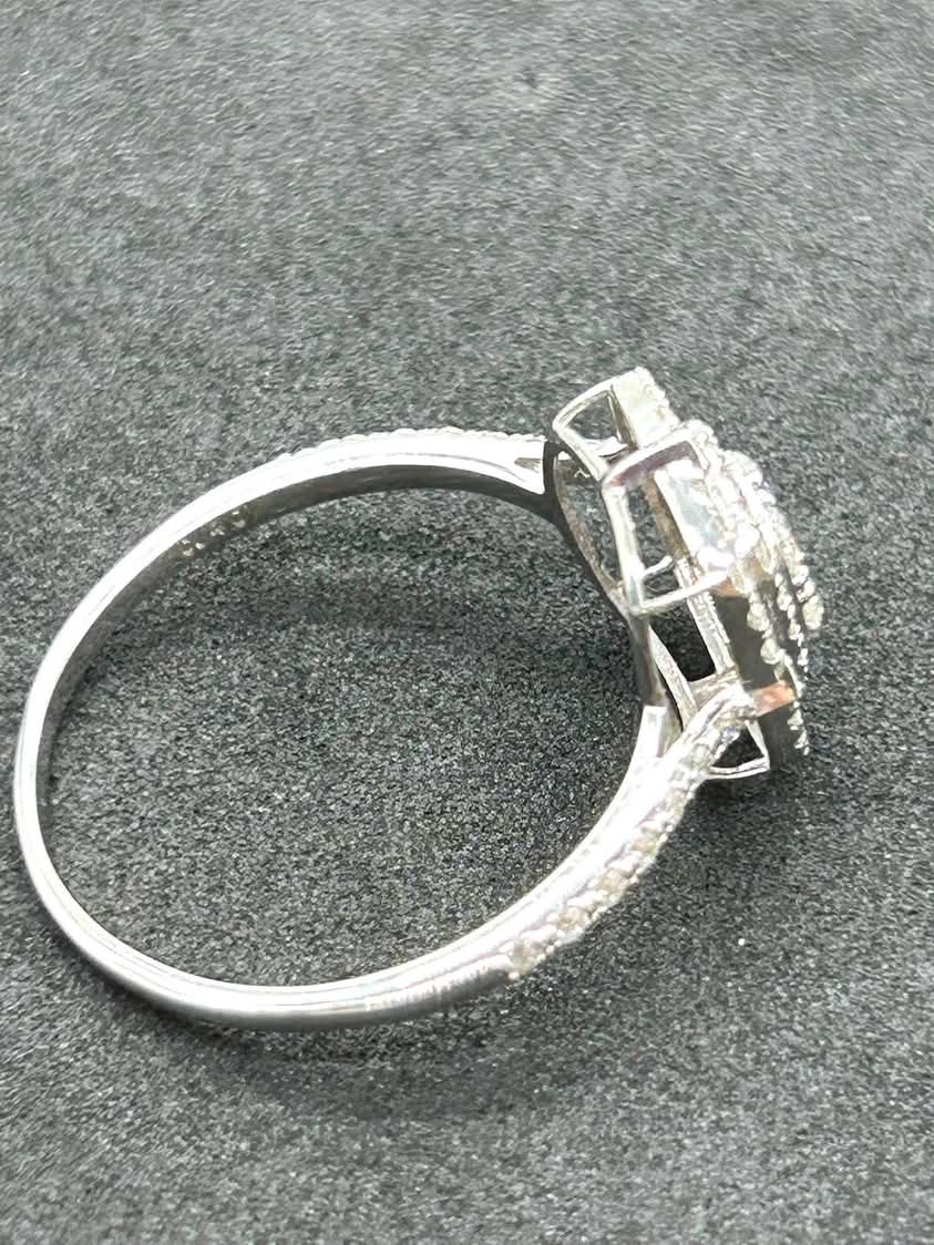 Square Cluster Diamond and 18K White Gold