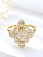 Baguette Cut Cluster Diamond and 18k Yellow Gold Ring